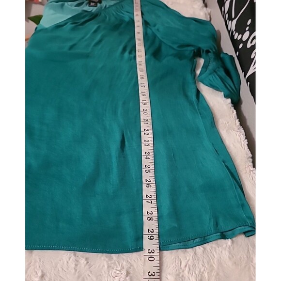 Jones Co Jones New York Top Womens 3X Green Plus Lightweight Festive Peasant - Picture 7 of 12